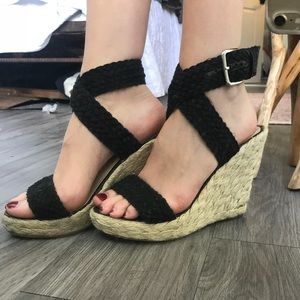 Black espadrille wedges